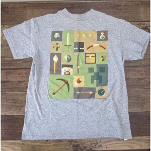 Minecraft Designed By Jinx Mojang Boys Gray Short Sleeves T-Shirt Size XS(4-5)